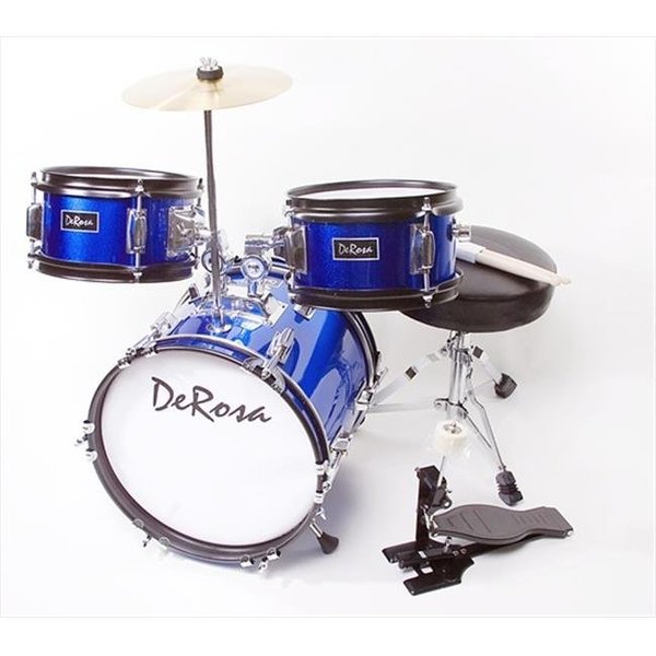 De Rosa De Rosa DRM312-BU 12 in. Kids Children Drum Set in Blue - 3 Piece Set DRM312-BU